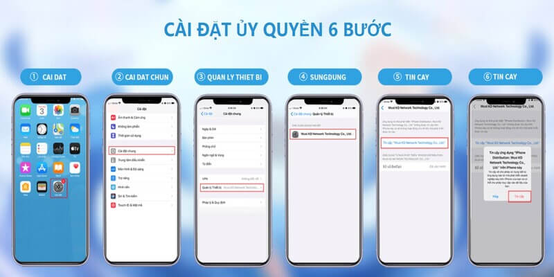 Cài đặt ủy quyền khi tiến hành tải app 123B trên thiết bị iOS